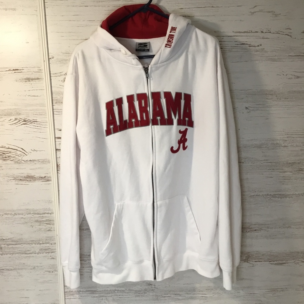Alabama Crimson Tide Full Zip Jacket White Hoodie Stadium Athletics Size XL